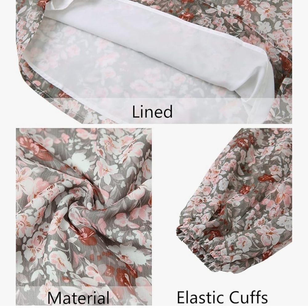 Womens Long Sleeve Boho Casual Floral Dressy Blouse Top - Picture 5 of 14